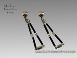 Vintage Emmons Black & Silver Dangle Earrings 11155