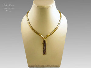 Vintage Kramer Egyptian Style Goldtone Fringe Necklace 1960/1970