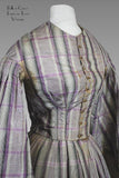 Original Civil War Era Dress 1860s Mauve Plaid Antique - Complimentary Secondary Mourning