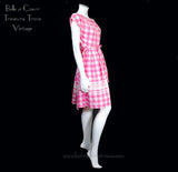 1960s Vintage Swril Wrap Dress Pink and White Check - Right Side View