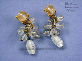 Alice Caviness Dangle Earrings Clear Lucite Beads, Glass "Pinecone" Beads 