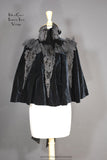 Late Victorian Black Velvet Cape with Beading and Netting 1890s - Back View