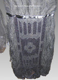 Antique Beaded 1920s Evening Dress Jet Black Beads, Silk, and Lace Flapper Dress - Lower Beaded Panel