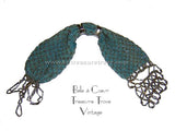 Antique Crochet Miser's Purse Robin's Egg Blue Steel Cut Beads Victorian