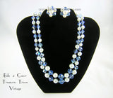 Blue Crystal Faux Baroque Pearl Bead Necklace Earring Set - Laguna
