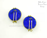Castlecraft Vintage Earrings Sapphire Blue Carnival Glass Aurora Borealis - Back View