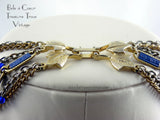 Cobalt Blue Goldtone MultiStrand Chain Necklace Clasp Detail