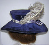 Deep Purple Velvet Victorian Hat with Ostrich Plume - Back