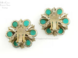 HAR Signed Bouquet Turquoise Cabs Earrings BACK Detail 