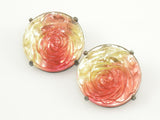 Schiaparelli Rose Molded Glass Earrings - Front 