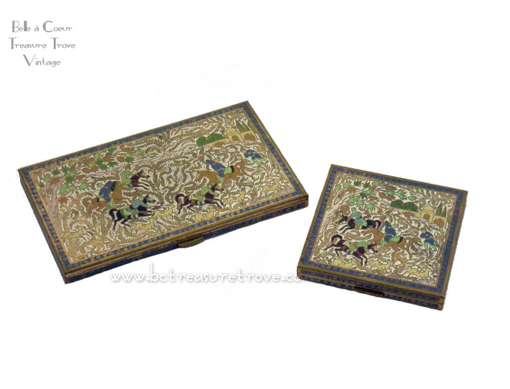vintage compact cigarette case Volupté Compact and Cigarette Case Persian Horsemen