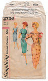 Simplicity 1958 Vintage Dress Sewing Pattern 2726 Bust 38