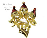 Vintage Christmas Carolers Brooch With Musical Notes