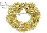 Christmas Wreath Brooch Vintage Pin with Red Bow Signed ART