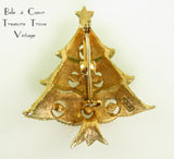 Vintage Green Christmas Tree Brooch Signed J J