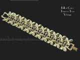 Wide Leaf Design Vintage Bracelet Signed Judy Lee - Gold and Silver Metal