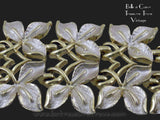 Wide Leaf Design Vintage Bracelet Signed Judy Lee - Gold and Silver Metal