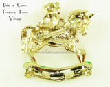 Rocking Horse Teddy Bear Vintage Christmas Brooch Signed Gerrys