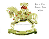 Rocking Horse Teddy Bear Vintage Christmas Brooch Signed Gerrys