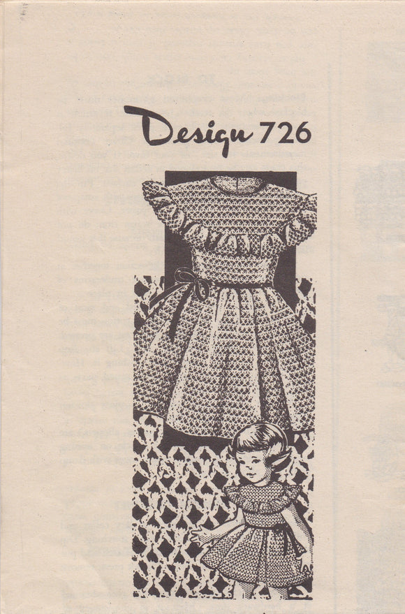 Vintage Little Girls Crochet Dress Pattern 726 - 1946 Family Circle