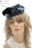 Vintage Hat Mr. John Demi Chapeau New York Paris Black with Veil 1950s