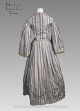 Original Civil War Era Dress 1860s Mauve Plaid Antique - Back View