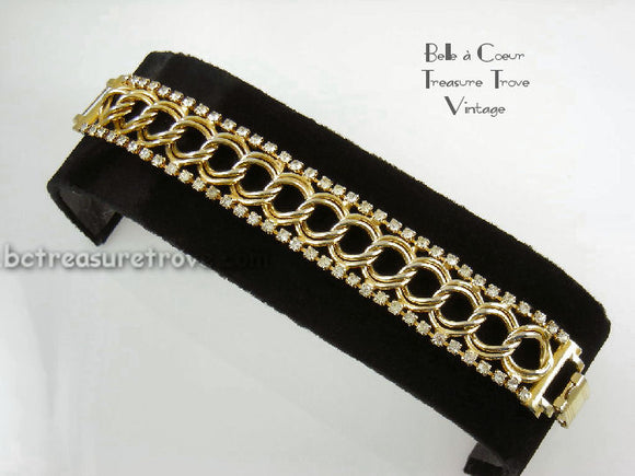 Coro Vintage Bracelet Goldtone and Rhinestones