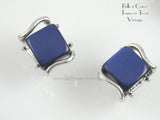 Vintage Coro Blue Lucite Square Earrings 