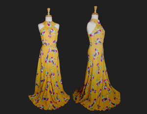 40s Cold Rayon Backless Maxi Dress 