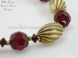 Detail Lisner Choker Length Necklace Red and Gold Beads 