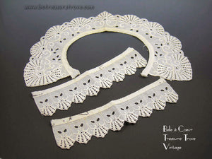 Mid 19th Century Antique Whitework Collar and Cuffs