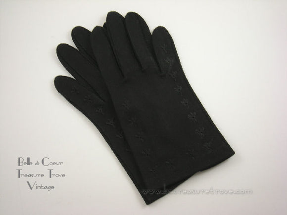 Vintage Black 4 Button Shortie Gloves 