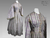 Original Civil War Era Dress Mauve Plaid Antique with Bodice Detail