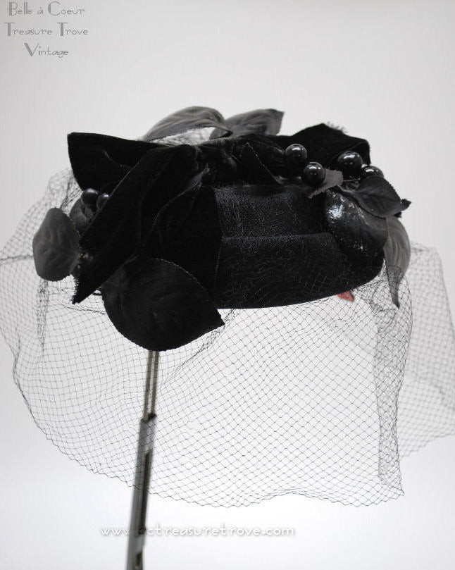 Vintage Hat Mr. John Demi Chapeau New York Paris Black with  display picture 2