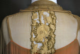 1920s Silk and Lace Tea Gown Dress Antique - Back Lace Detail