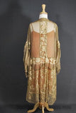 1920s Tea Gown - Silk & Lace - Back View