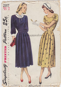 1940s Ladies Day Dress Scalloped Neck Sewing Pattern Vintage Simplicit Belle Coeur Treasure Trove 1940s Ladies Day Dress Scalloped Neck Sewing Pattern Vintage Simplicit Belle Coeur Treasure Trove