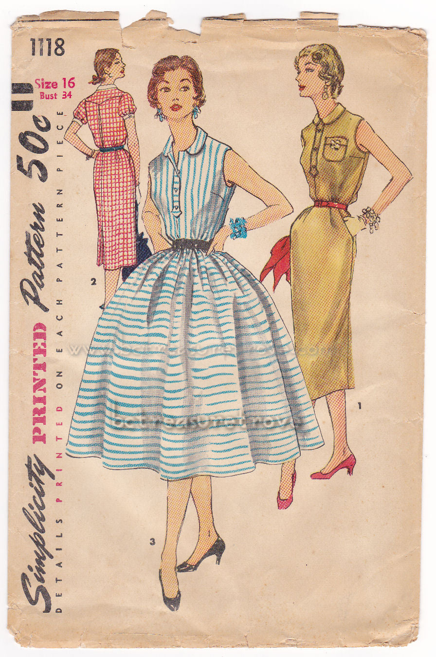 Vintage Dress Pattern 1950s Shirtwaist Sleeveless Short Sleeves Slim a – Belle à Coeur Treasure Trove Vintage Dress Pattern 1950s Shirtwaist Sleeveless Short Sleeves Slim a – Belle à Coeur Treasure Trove