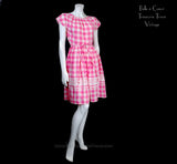 1960s Vintage Swril Wrap Dress Pink and White Check - Front 
