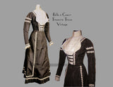 Late 1890s Brown and Ecru Silk Antique Dress
