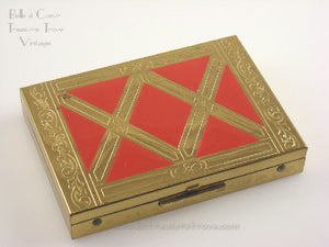 1940s Zell Compact Goldtone with Red Enamel 50854