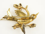 Back Detail - Large Gold Plated Sterling Bird with Rhinestones Vintage Chatelaine Pin Vermeil 60699