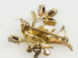 Back Detail - Small Gold Plated Sterling Bird with Rhinestones Vintage Chatelaine Pin Vermeil 60699