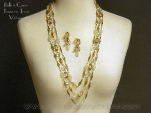 Alice Caviness Multi Strand Necklace & Dangle Earrings Demi Parure Vintage Designer