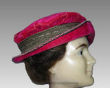 Side View Fuchsia Velvet Antique Hat 1910s