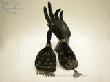 Antique Victorian Black Crocheted Miser's Purse with Cut Steel Bead Decoration 