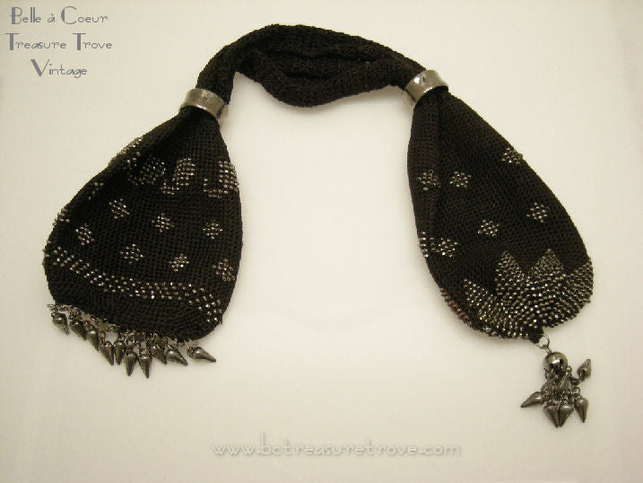 Antique Victorian Crocheted Black Misers Purse with Cut Steel Beads Belle a Coeur Treasure Trove