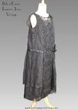 Antique Beaded 1920s Evening Dress Jet Black Beads, Silk, and Lace Flapper Dress