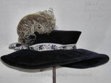 Antique Victorian Purple Velvet Hat with Ostrich Plume 