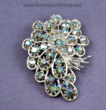 Broche Vintage Lunettes Avec Cristaux - Couleur Argent, état Impeccable, Occasion